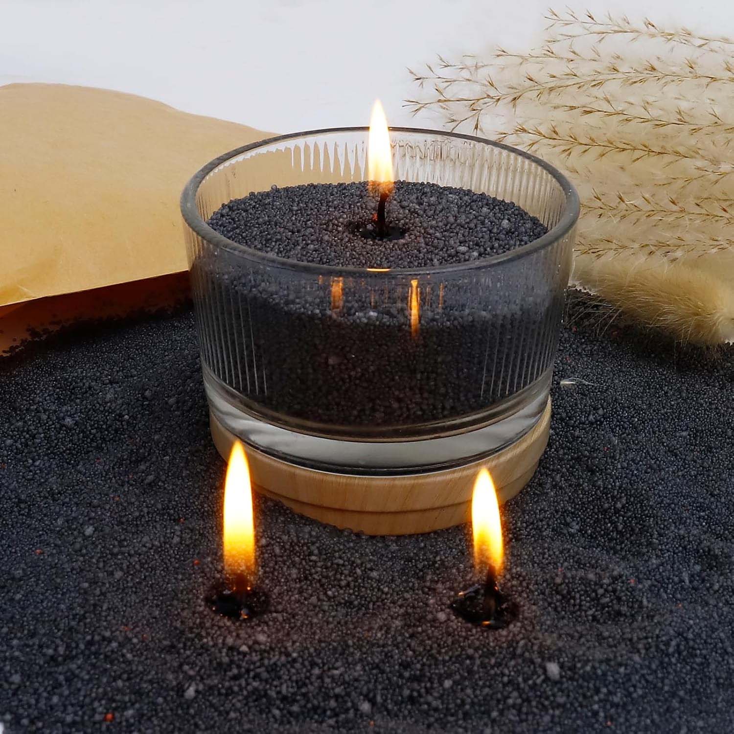 Candle Supplies Tins - ทรายเทียนสีดำพร้อมไส้เทียน 200 กรัม พร้อมไส้เทียน 10 ชิ้น