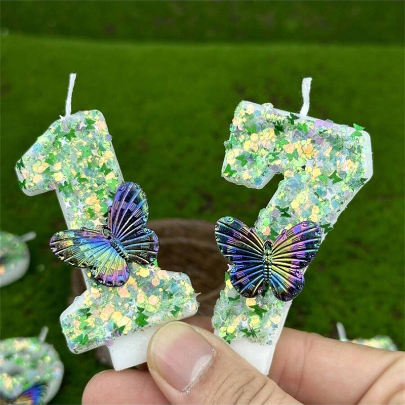 1 PC สีเขียวเลื่อมหมายเลข 0-9  - Candle Supplies Usa บทวิจารณ์และราคา