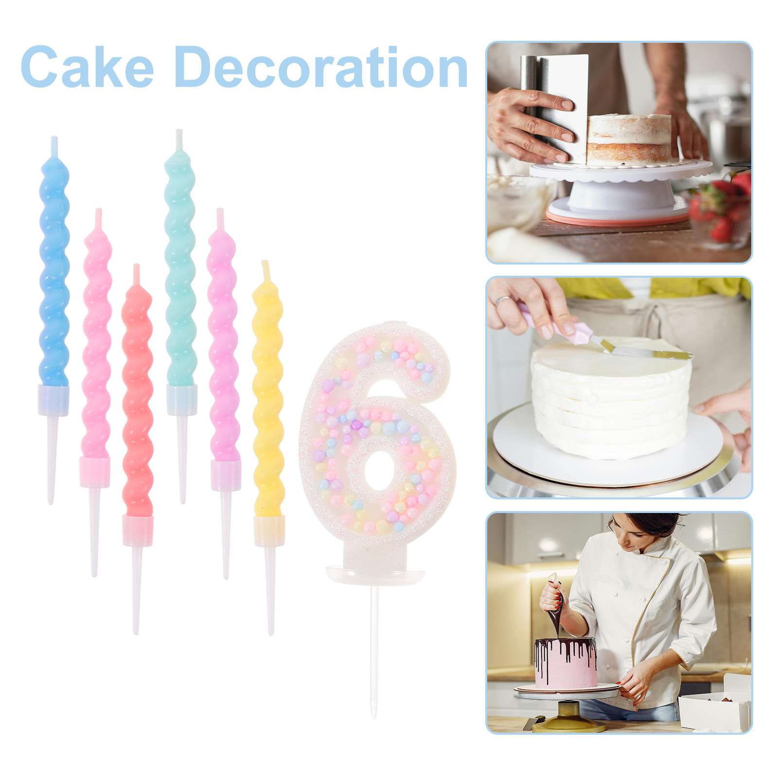 เทียนวันเกิดสีสันสดใสแบบเกลียว - Candle Supplies Usa บทวิจารณ์และราคา
